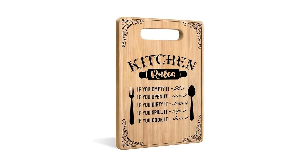 Wardos Kitchen Rules Cutting Chopping Board, Gifts For Cooking Baking