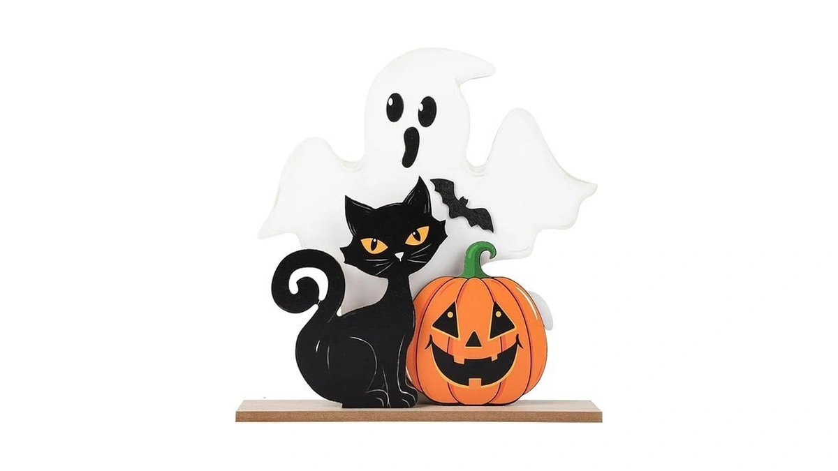 Halloween Decorations Indoor Wooden Black Cat Halloween Decor Ghost Table