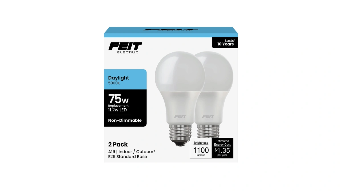 Feit Electric A19 Led Light Bulbs, 75w Equivalent, Non Dimmable,
