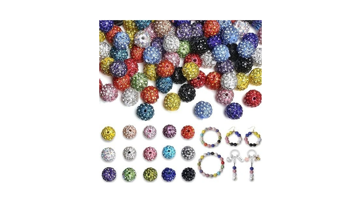 Qinjiejie 100pcs Rhinestone Beads For Jewelry Making, Baseball Beads, 10mm