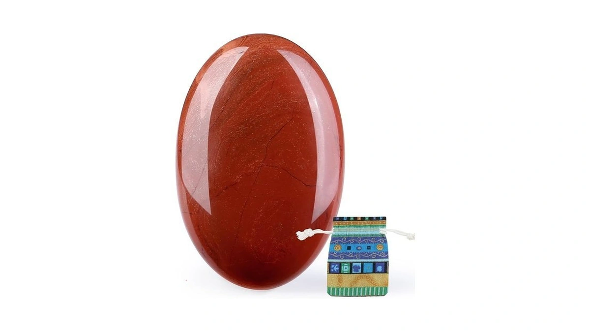 Qinjiejie Red Jasper 2.4" Palm Stone Large Healing Crystals Natural