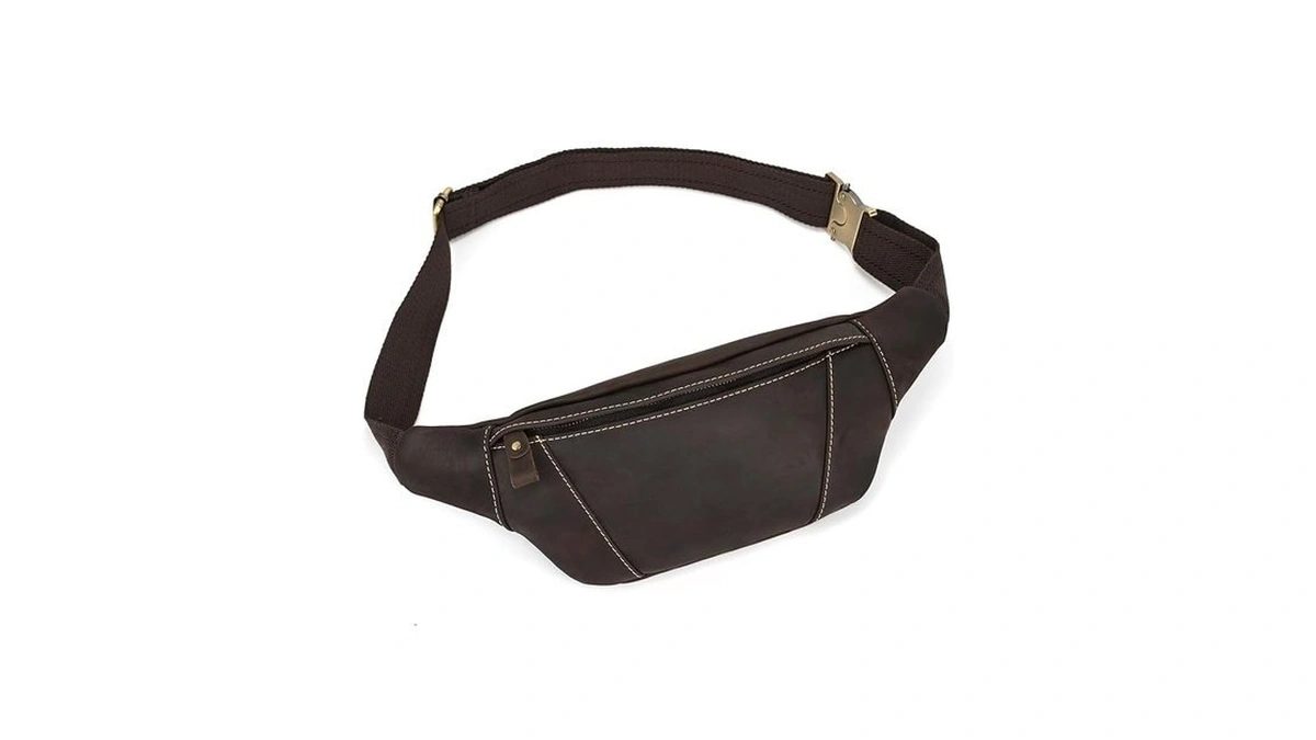 Luufan Men's Leather Fanny Pack Adjustable Waist Bag Hip Bum