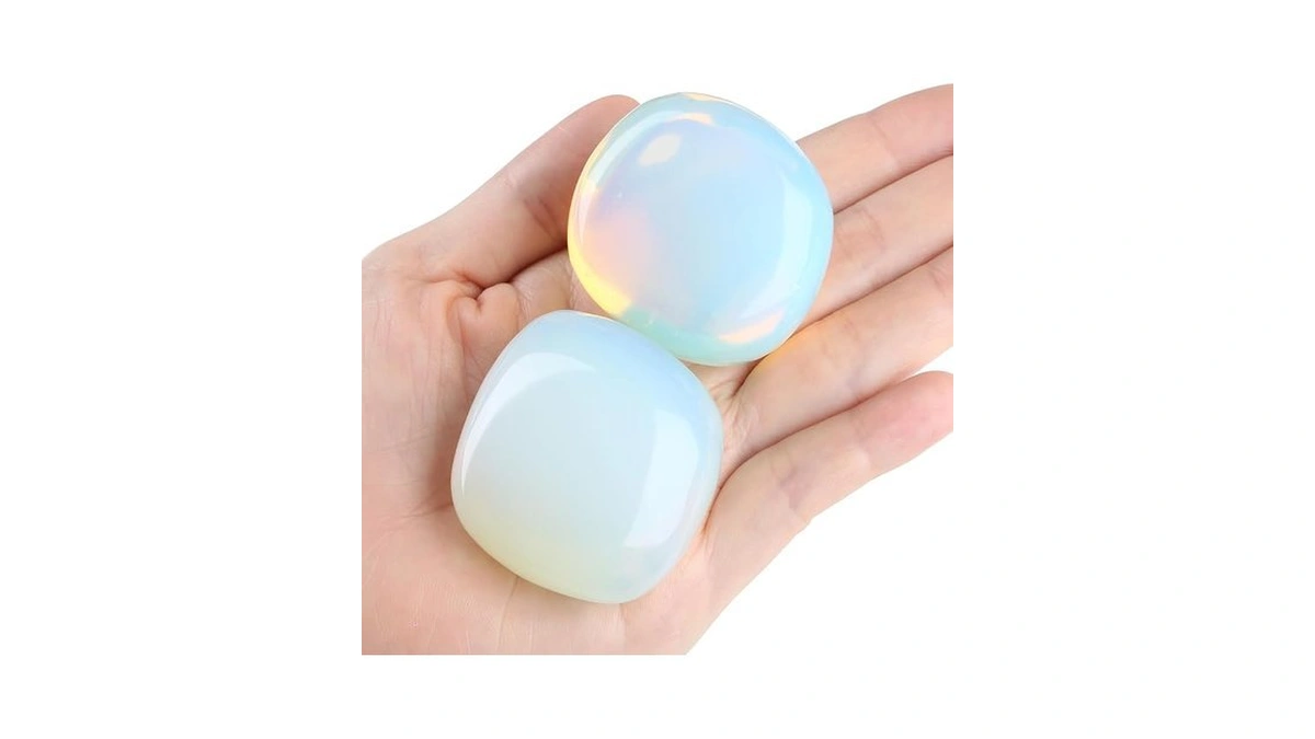 Qinjiejie 2pcs 1.6-2.0" Opal Healing Stones Tumbled Stones Polished Rocks