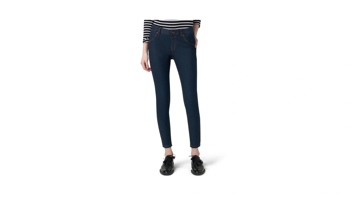 Hue Women's Essential Denim Leggings For Women, Stretch Jeans, Deep