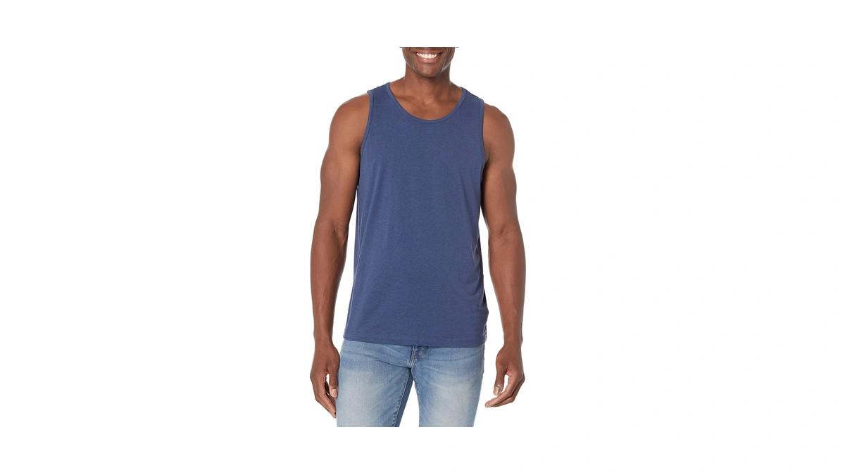 Amazon Essentials Men's Regular-fit Sleeveless Tank Tops, Blue Heather, Large
