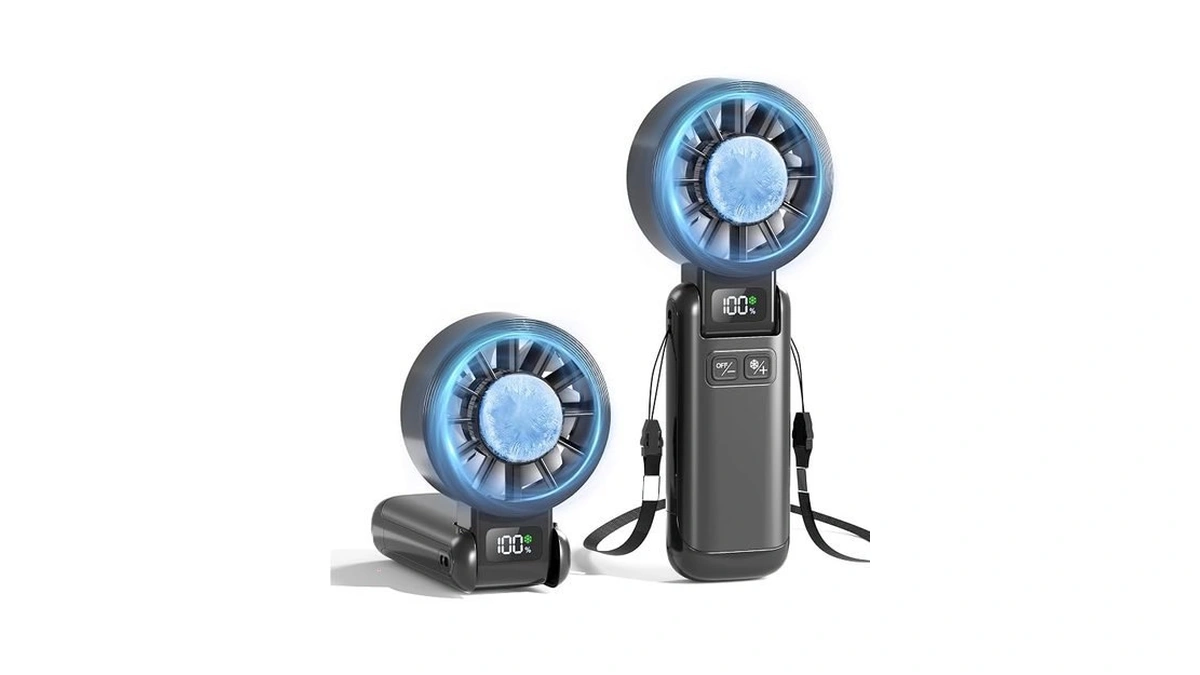 Portable Handheld Fan With Ice Cooling, 5.5m/s High Speed Rechargeable
