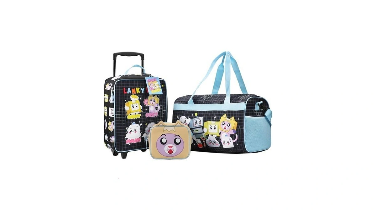 Bioworld Lankybox 4-piece Kids' Carry On Travel Set - Officially