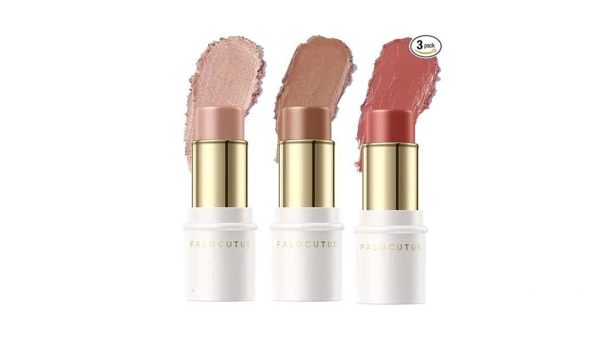 Falocutus 3 Pcs Medium Contour Stick Set,cream Blush & Highlighter