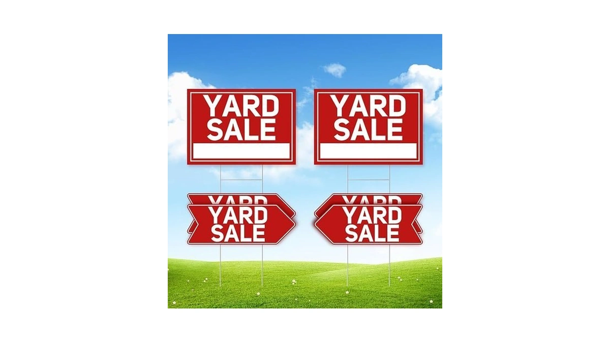 6 Pcs Yard Sale Signs With Stakes, 2-pack Large Yard