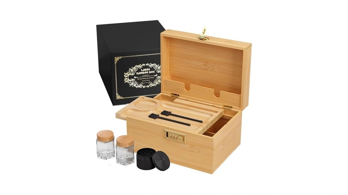 Promitop Bamboo Storage Box With Lid And Lock - Wooden