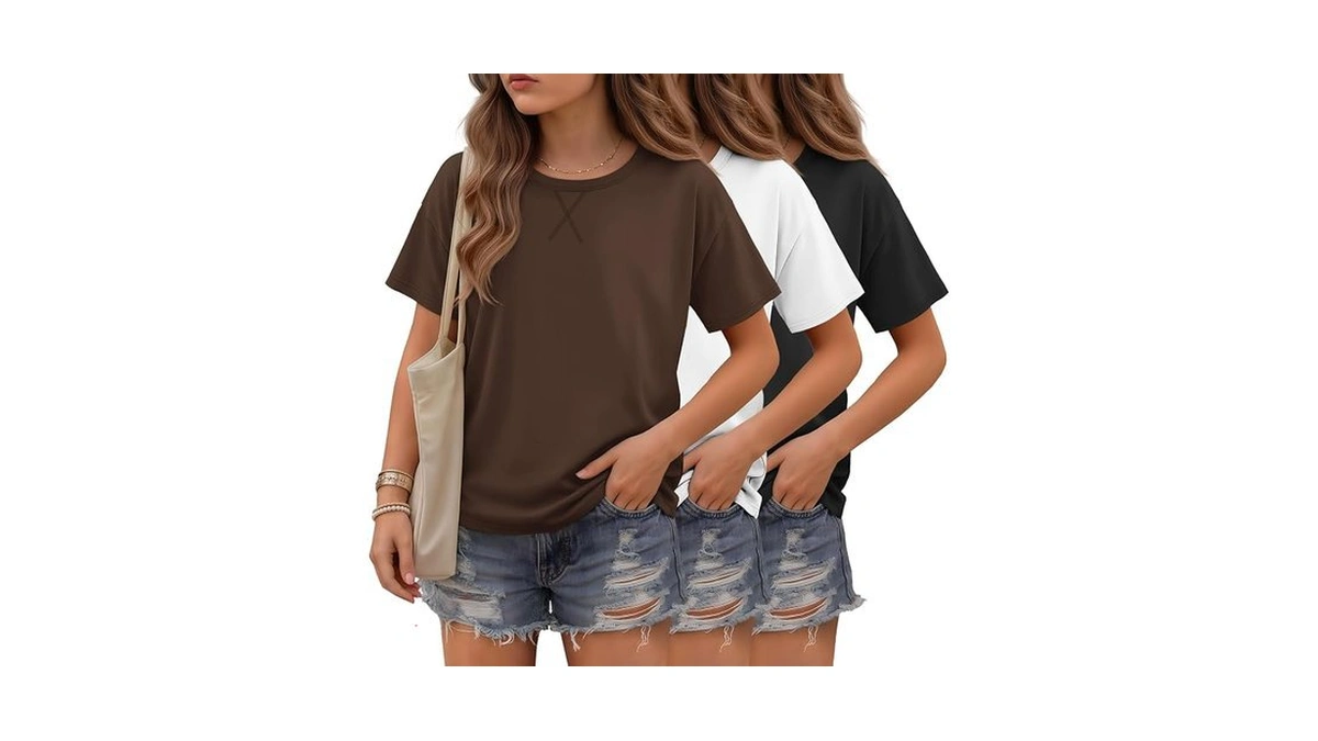 Lessonzoo 3 Pack Girls T Shirts Kids Short Sleeve Crewneck