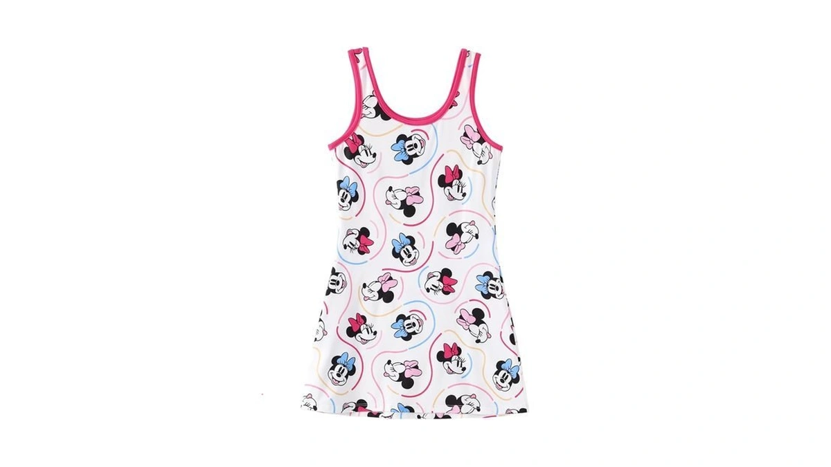 Disney Minnie Mouse Girls Tank Dress White Allover Character Print