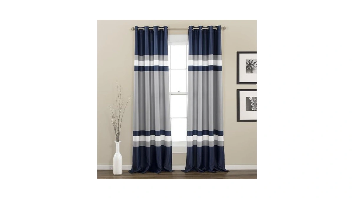 Lush Decor Alexander Stripe Light Filtering Window Curtain Panel Pair,