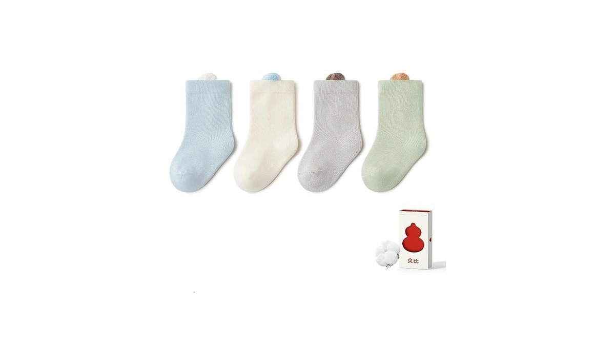 Beibi 4 Pcs Baby Socks, Baby Mid-crew Socks, Fashion Newborn