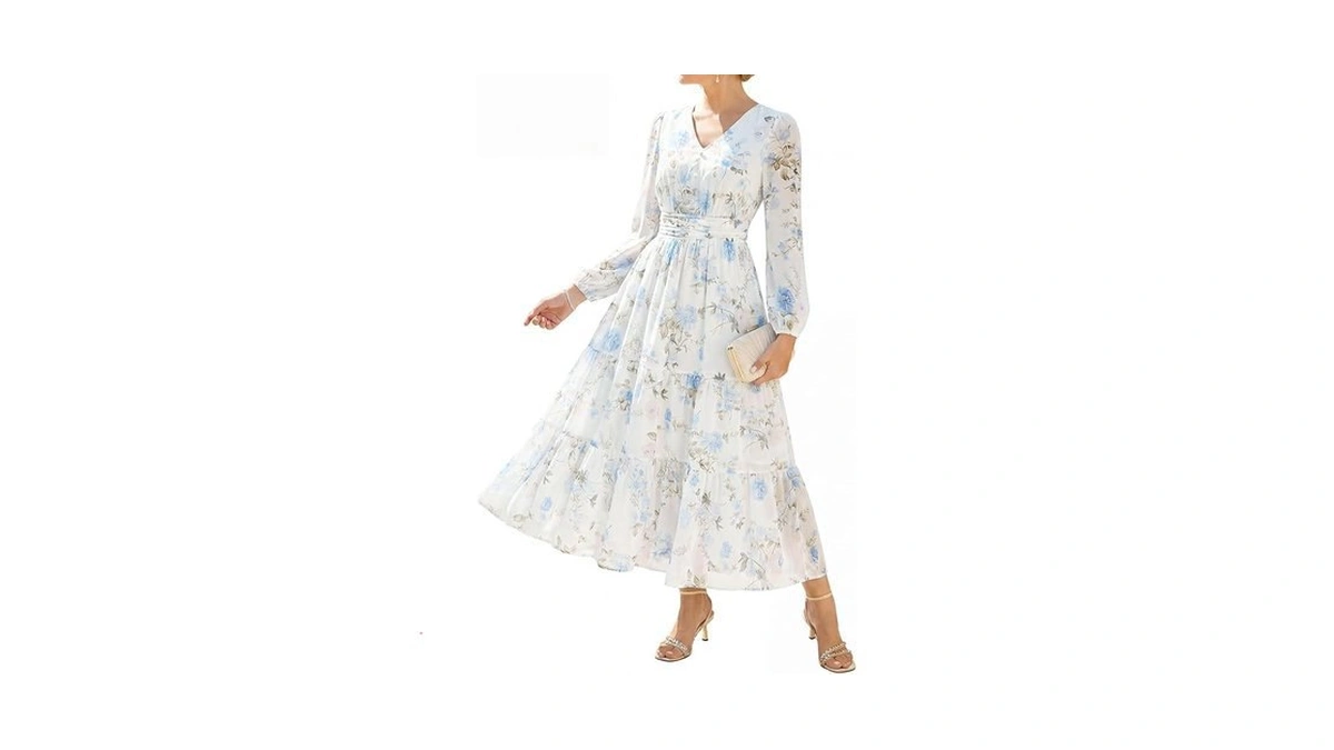 Grace Karin Women's Floral Long Sleeve Dress,elegance Wedding Guest Dresses,maxi