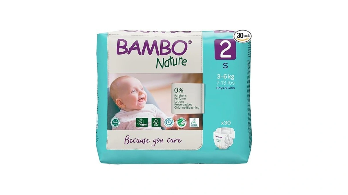 Bambo Nature Hypoallergenic Baby Diapers, Eco-labeled Diapers, Enhanced Leakage Protection,