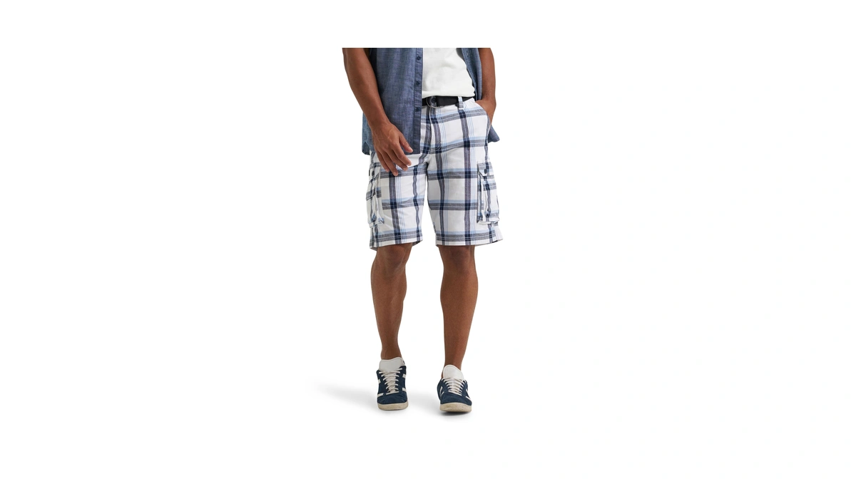 Lee Men's Dungarees New Belted Wyoming Cargo Short, Halogen Plaid,