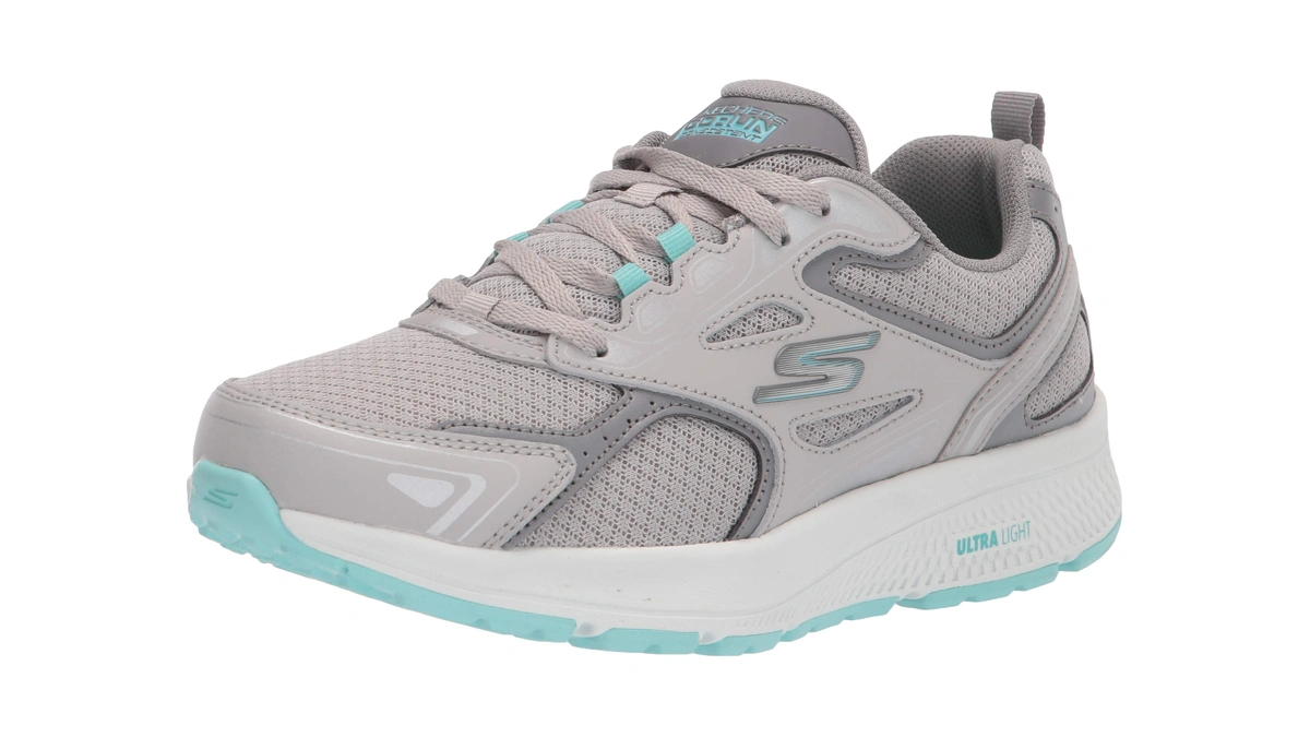 Skechers Women's Go Run Consistent Sneaker, Gray/turquoise, 9.5 Wide