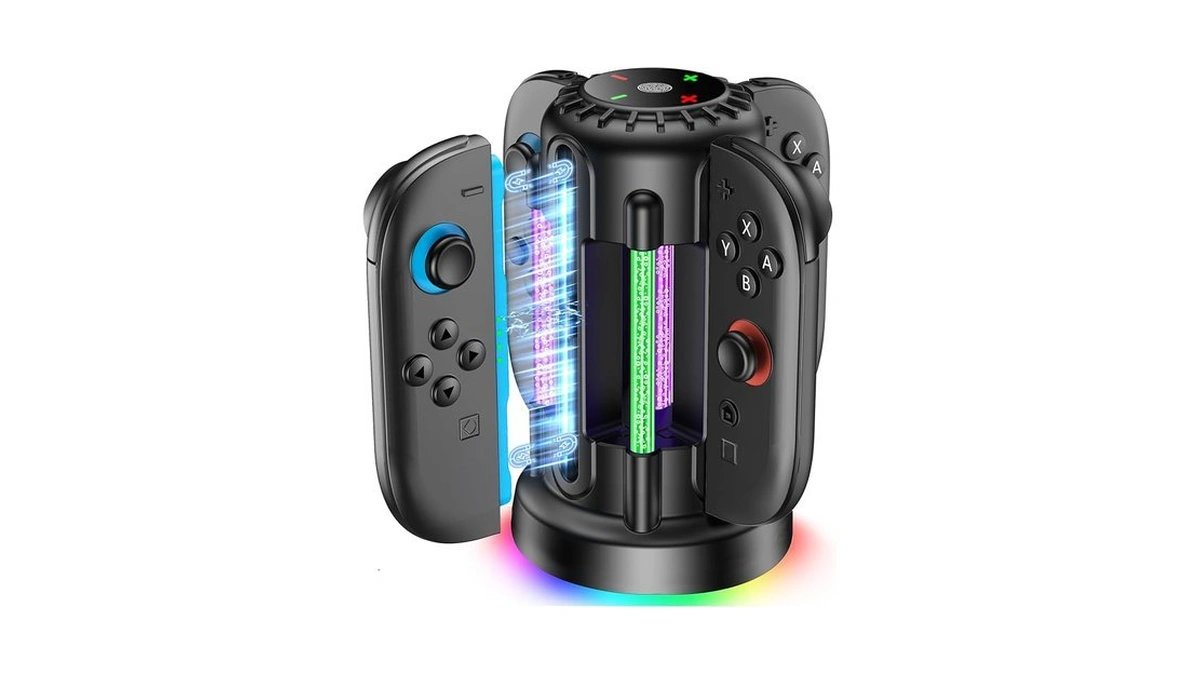 Charging-dock-for-nintendo-switch-2-joycon(2025), Switch 2 Charger Station With 10 Led Light, Joycon