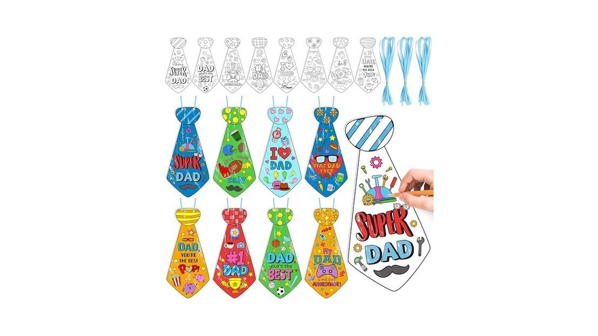 Fmuimshouwo 24 Sets Father's Day Craft Kit Dad Diy Tie