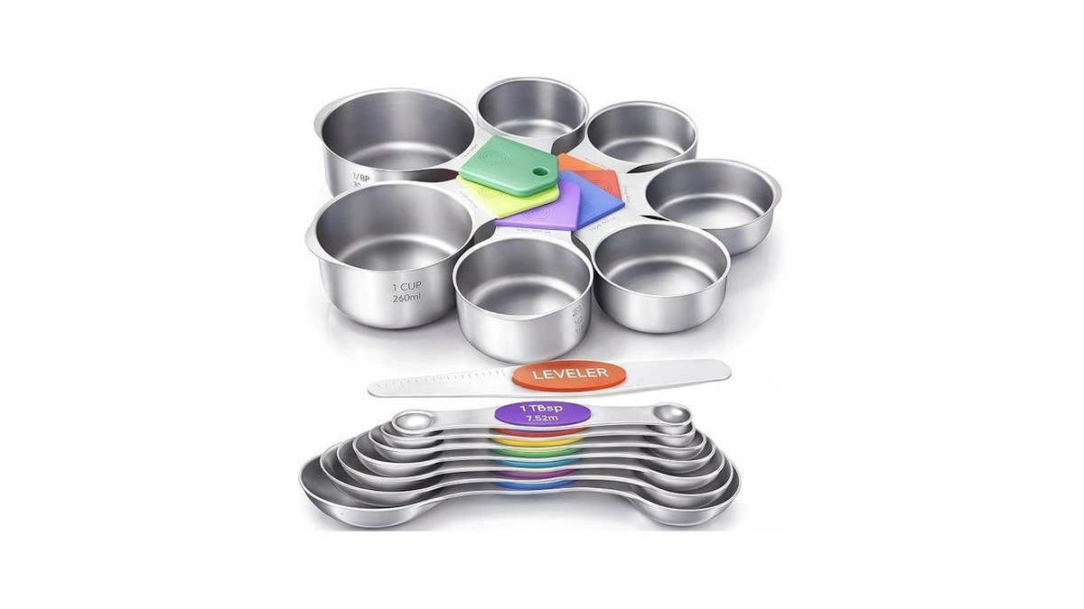 Magnetic Measuring Spoons Set With Strong N45 Magnets, Heavy Duty
