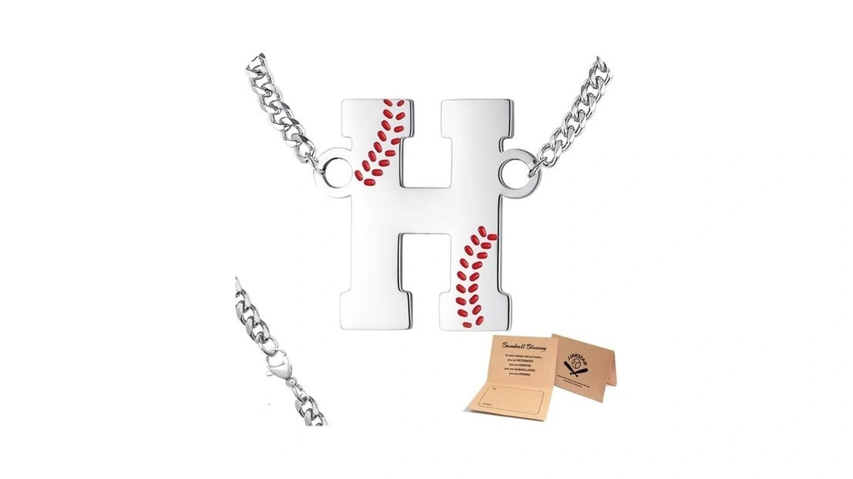 Qinjiejie Initial Baseball Necklace For Men H Letter Necklaces Sports
