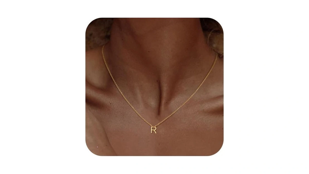 Poaiiu 14k Gold Plated Initial Necklace For Women Dainty Letter