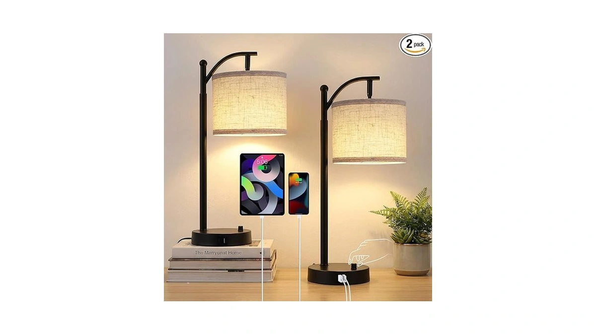 Yjsqoeoe Arc Table Lamp Set Of 2, Bedside Lamps With