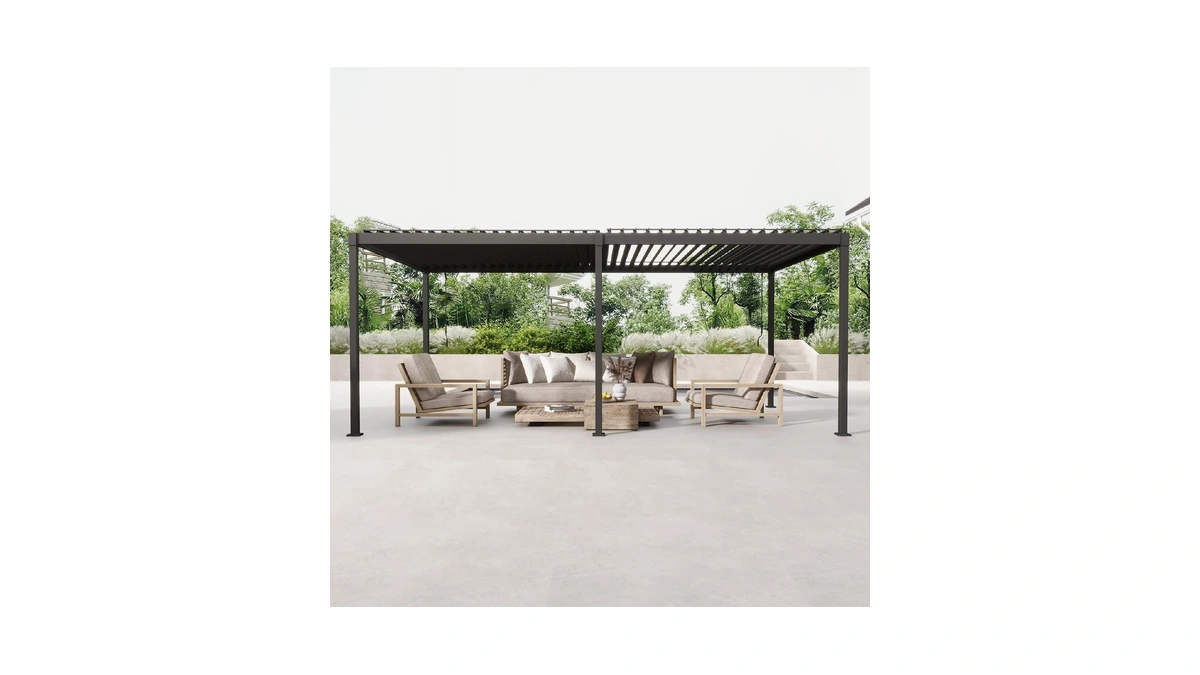 Mirador 80s Louvered Pergola 10' X 20', Modern Style With