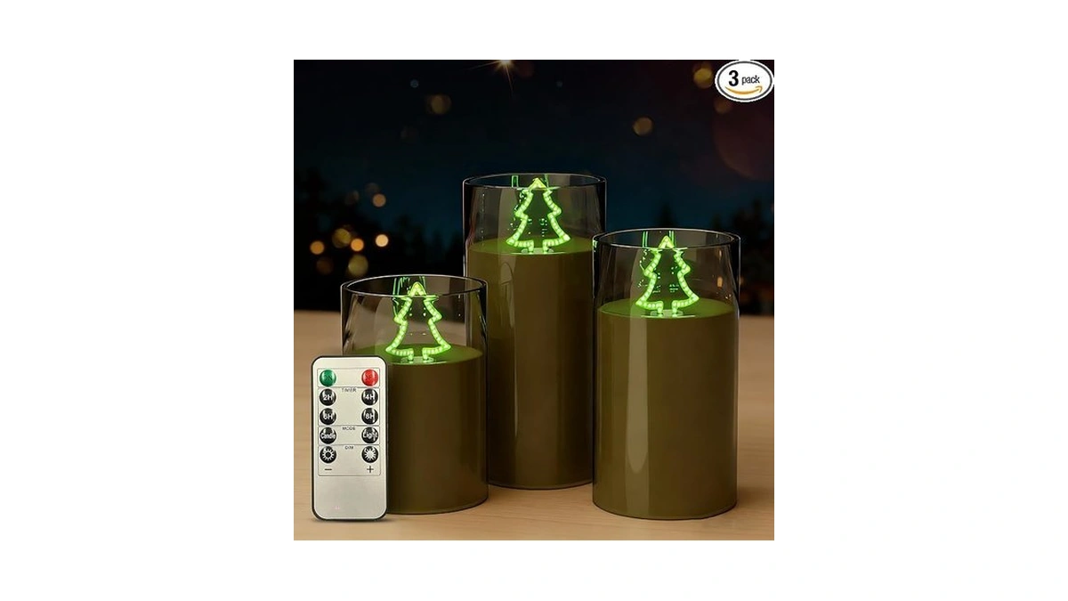 L Lohas Led Electronic Candle Night Lights With Remote, 3-pack