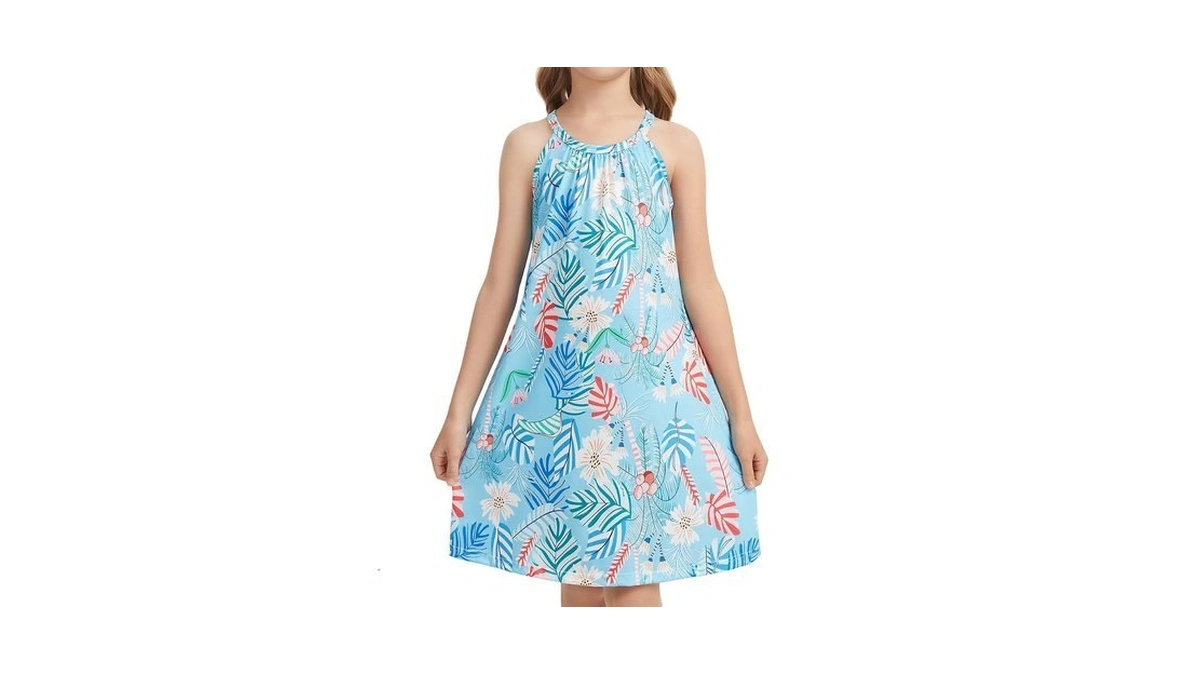 Anyfitting Girl's Halter Neck Sleeveless Summer Dress Sundress Flowy Dress