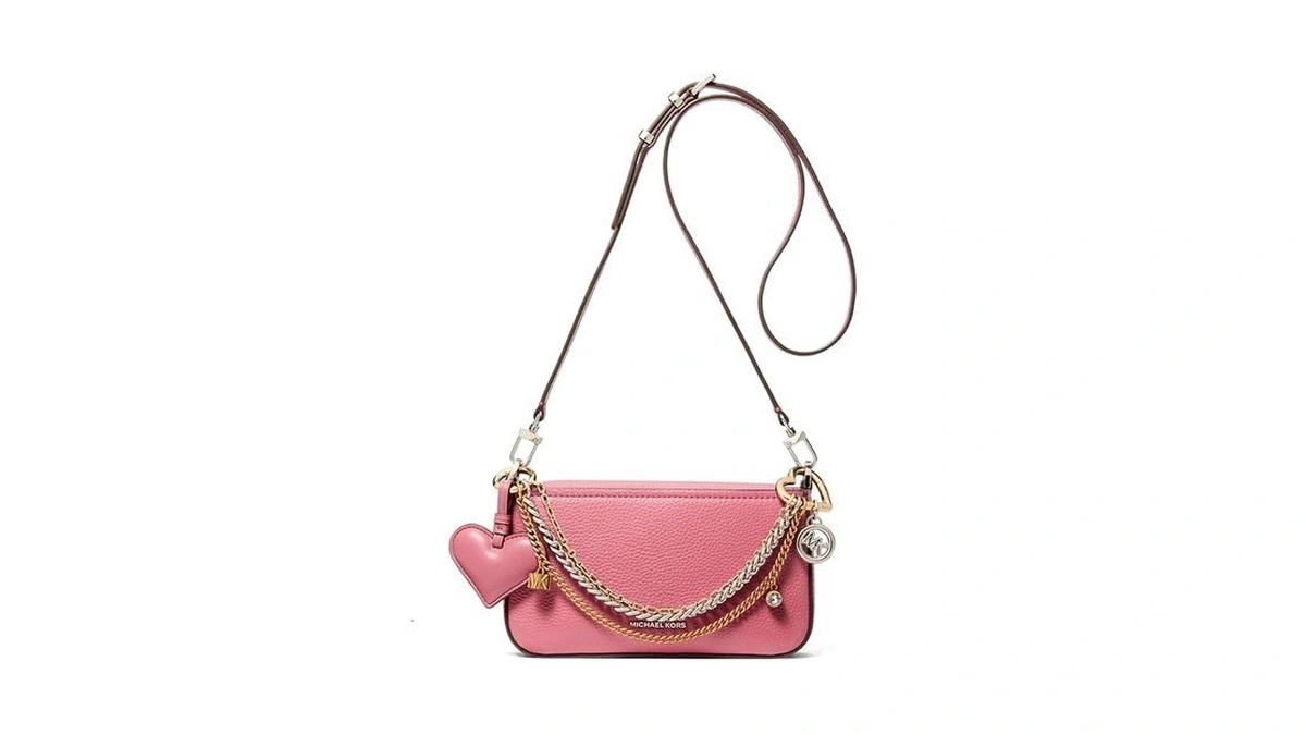 Michael Kors Bryant Small Convertible Crossbody Bag, Silver-tone Hardware/jewel Chain/rosewood