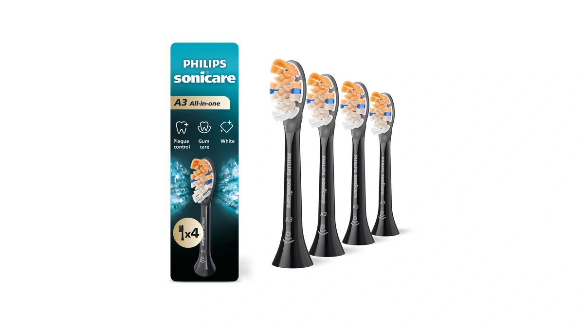 Philips Sonicare A3 All-in-one Genuine Replacement Electric Toothbrush Heads, 4
