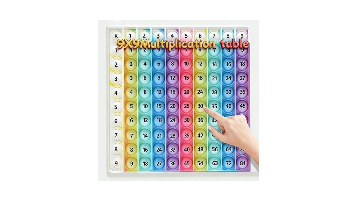 Rainbow 9x9 Multiplication Table Learning Board, Math Manipulatives For Kids