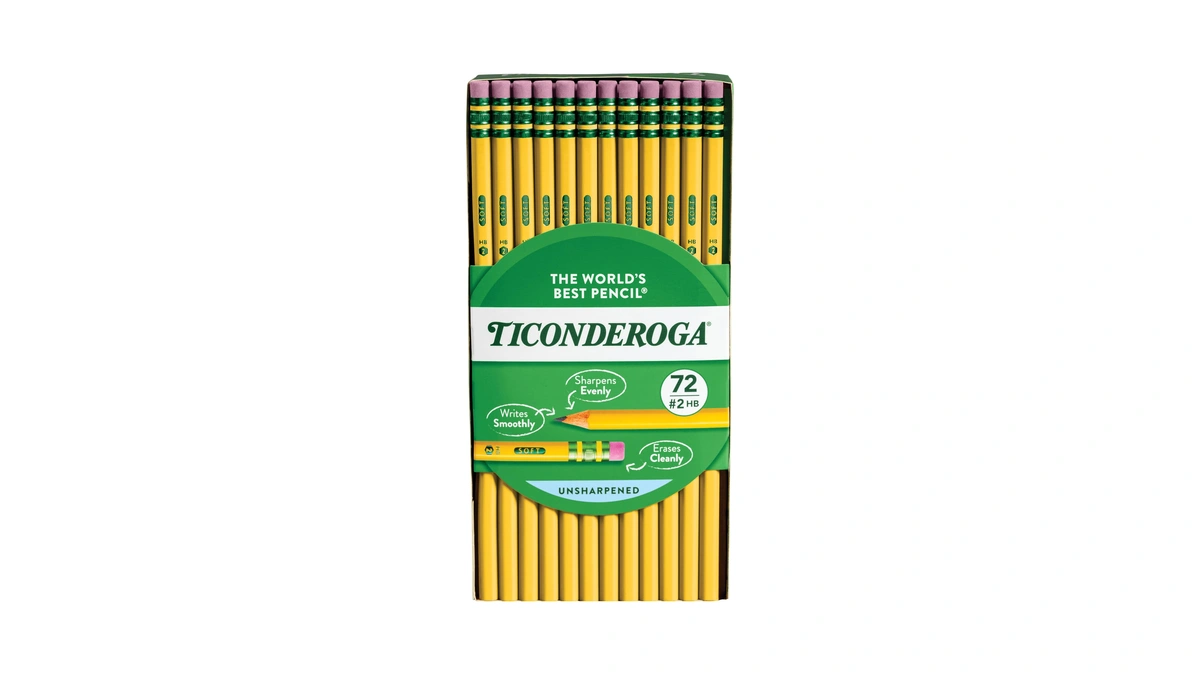 Ticonderoga Wood-cased Pencils, Unsharpened, 2 Hb Soft, Yellow, 72 Count
