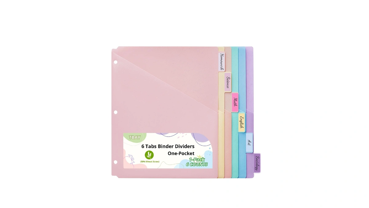 6-tab Letter Size Dividers For 3 Ring Binder, Wheat Straw