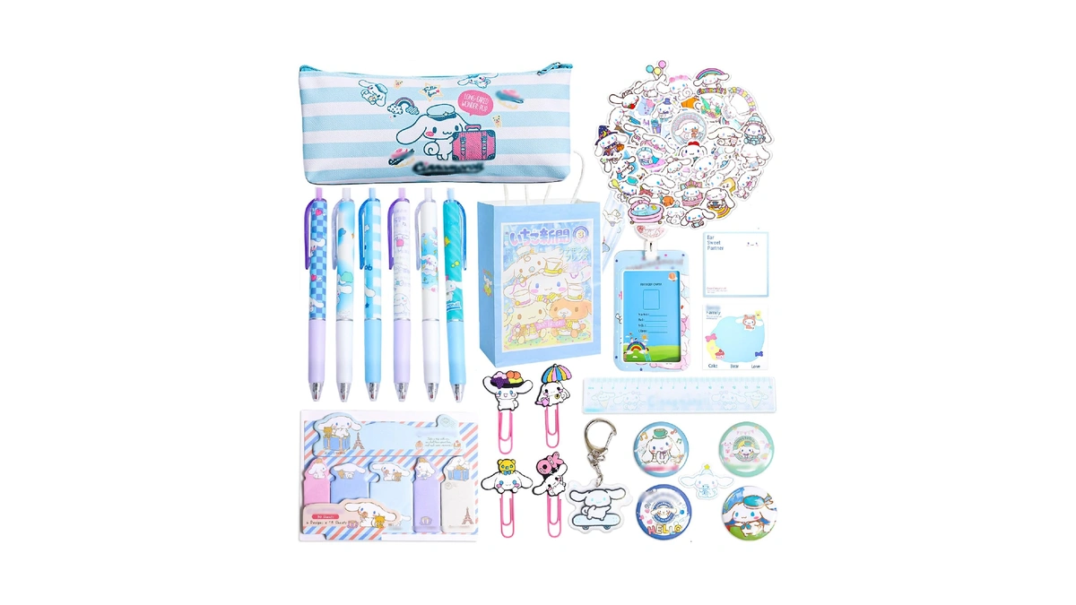 Cute School Supplies, Kawaii Stationery Set With Pencil Case, Ruler,
