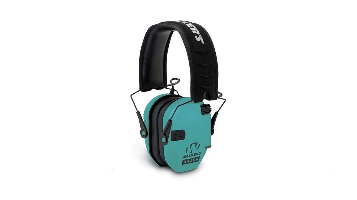 Walker's Razor Slim Electronic Muff Light Teal, 2 Aaa Batteries