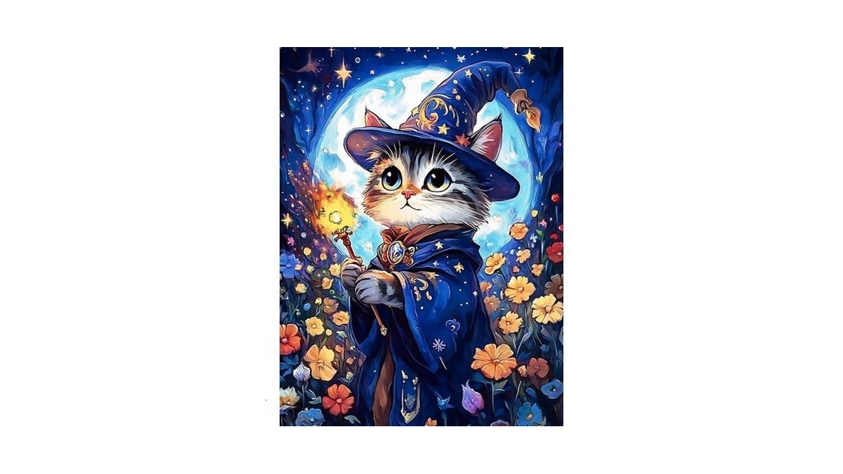 Yunnuo Cat Diamond Art Kits For Adults Beginners,magic Cat Diamond