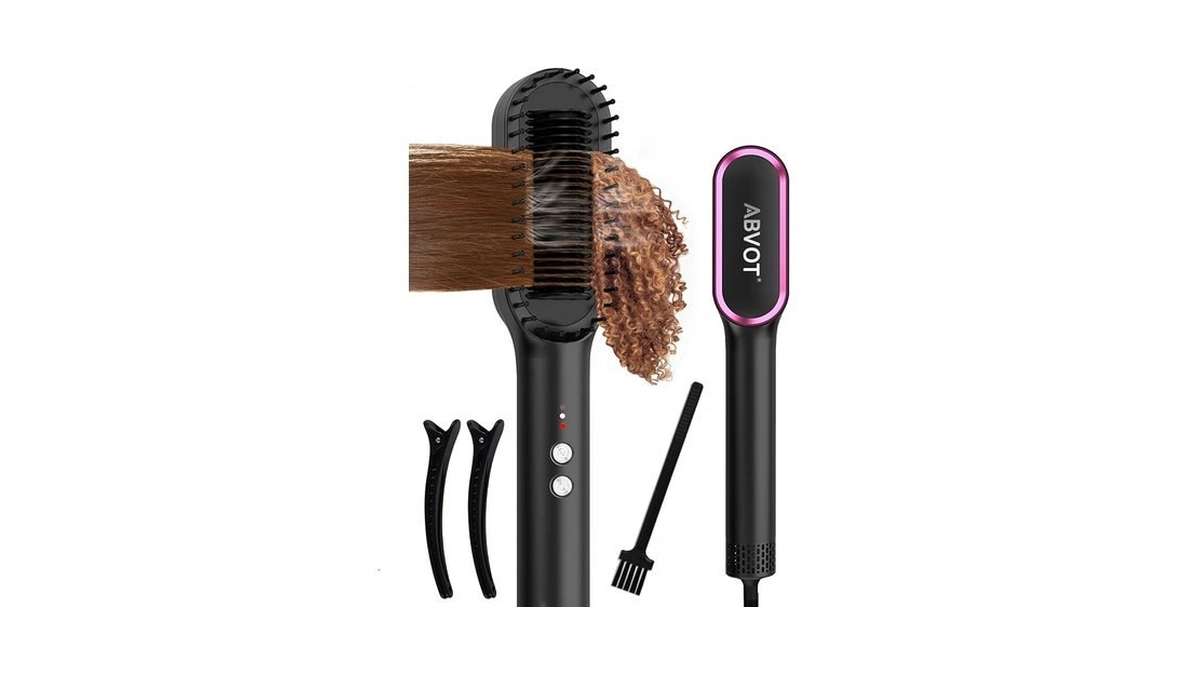 Hair Straightener Brush With Air Vents, Abvot All In 1