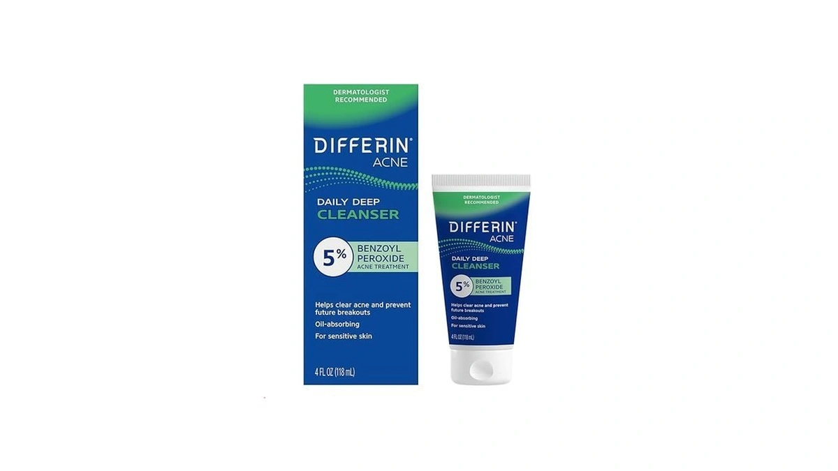Differin Acne Face Wash With 5% Benzoyl Peroxide, Daily Deep
