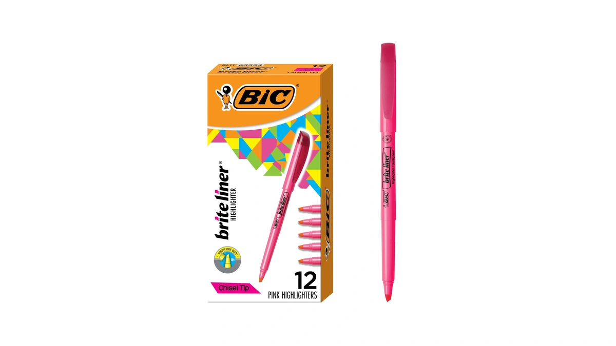 Bic Brite Liner Highlighters, Chisel Tip, 12-count Pack Of Pink