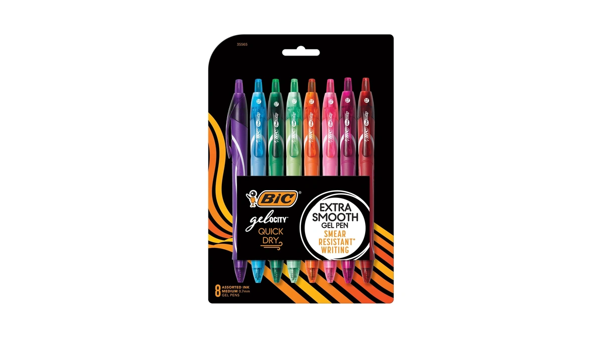 Bic Gelocity Quick Dry Assorted Colors Gel Pens, Medium Point