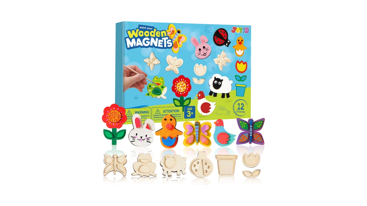 Joyin 12 Wooden Magnet Creativity Arts & Crafts Painting Kit