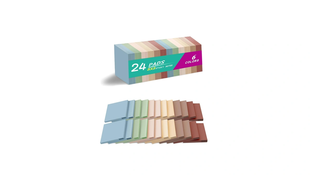 (24 Pads) Sticky Notes 3x3 Inch, Self-stick Pads Vintage Colors