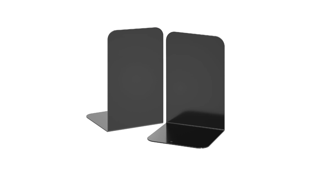 Vfine Bookends 1 Pair, Black Metal Book Ends, Heavy Bookends