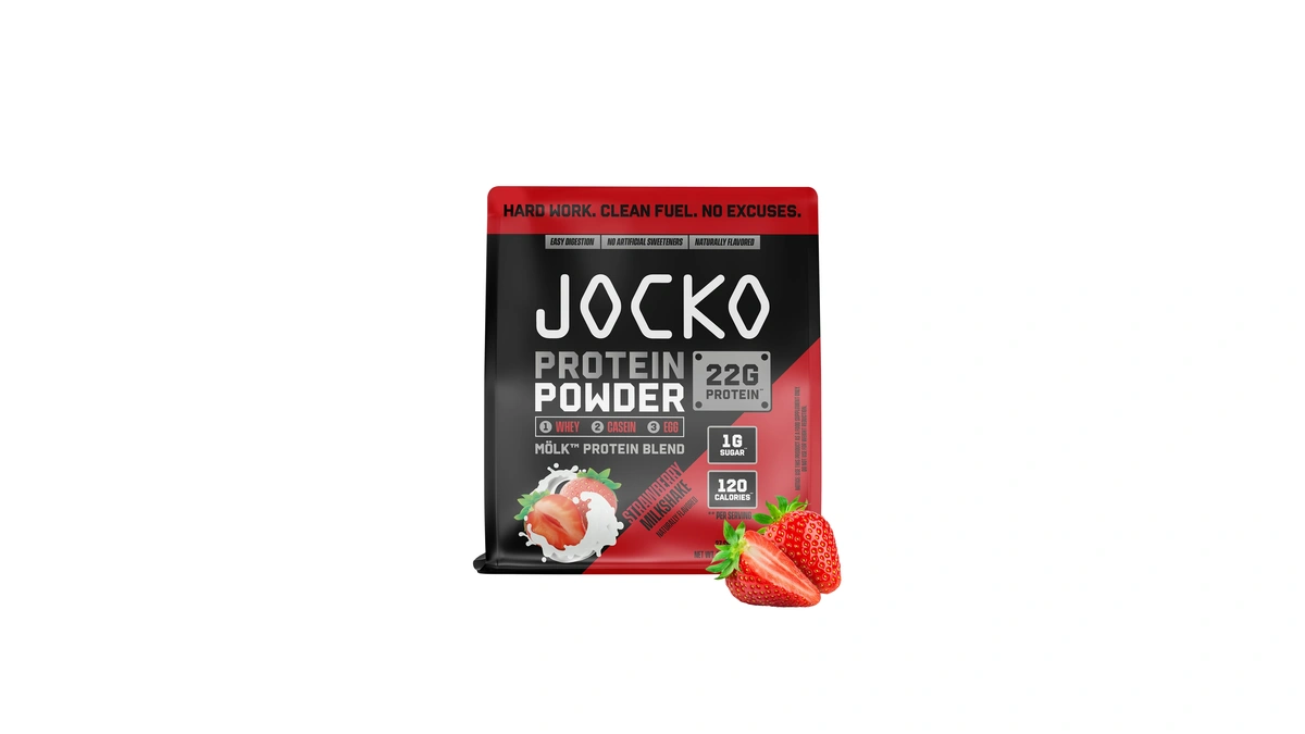 Jocko Fuel Whey Protein Powder, Strawberry Milkshake, 22g Protein, Digestive