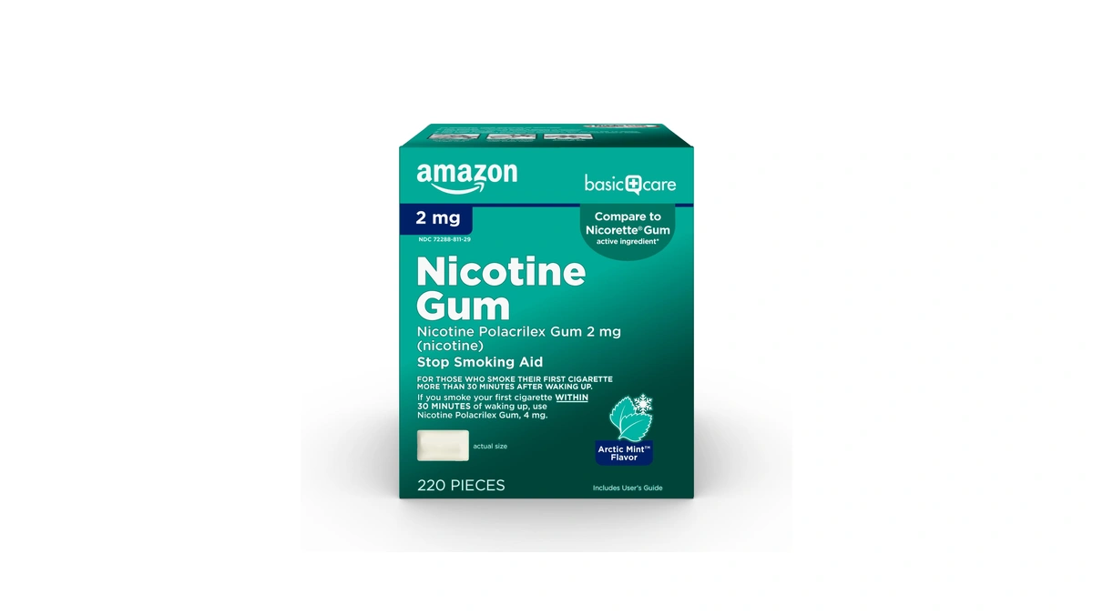 Amazon Basic Care Uncoated Nicotine Polacrilex Gum 2 Mg (nicotine),