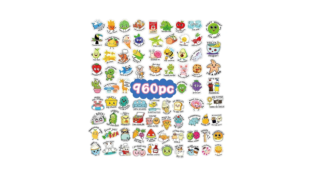 Boan 960pcs Punny Teacher Stickers For Students, Inspirational Positive Accents
