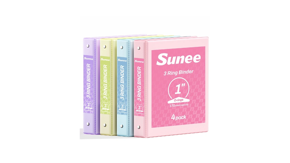 Sunee 3 Ring Binder 1 Inch 4 Pack, Clear View